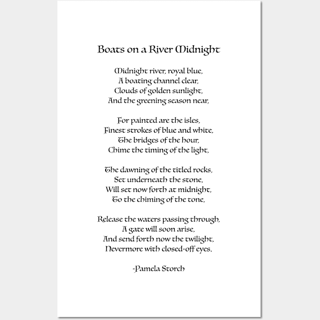 Boats on a River Midnight Poem Wall Art by Pamela Storch